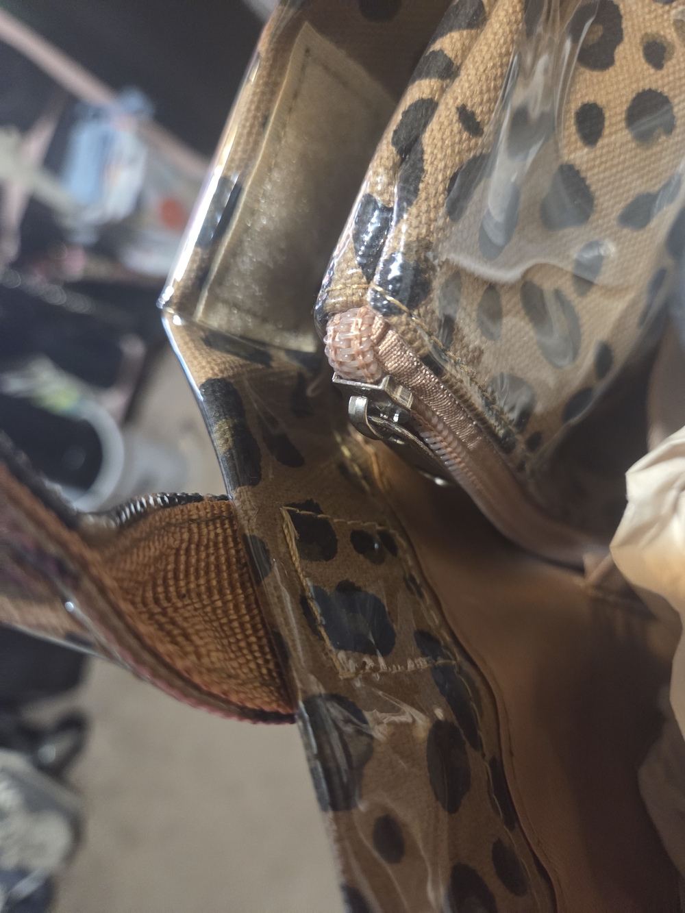 Leopard Print Tote Bag - Brown/Black - Picture 5 of 9